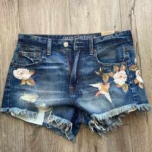 American Eagle Vintage Hi-Rise Festival Embroidered Shorts
